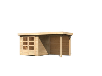 Askola 2 im Set mit Anbaudach 2,40 m Breite und 19 mm Rückwand naturbelassen 2170x4330x2110mm Askola 2 im Set mit Anbaudach 2,40 m Breite und 19 mm Rückwand naturbelassen 2170x4330x2110mm