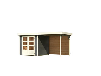 Askola 2 im Set mit Anbaudach 2,40 m Breite und 19 mm Rückwand terragrau 2170x4330x2110mm Askola 2 im Set mit Anbaudach 2,40 m Breite und 19 mm Rückwand terragrau 2170x4330x2110mm