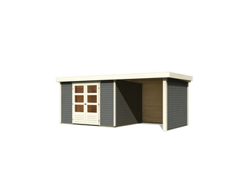 Gartenhaus Askola 5 im Set mitAnbaudach 2,40 m Breite und 19 mm Seiten- Rückwand terragrau Gartenhaus Askola 5 im Set mitAnbaudach 2,40 m Breite und 19 mm Seiten- Rückwand terragrau