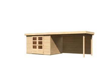 Askola 5 im Set mit Anbaudach 2,80 m Breite und 19 mm Rückwand naturbelassen 2460x5570x2110mm Askola 5 im Set mit Anbaudach 2,80 m Breite und 19 mm Rückwand naturbelassen 2460x5570x2110mm