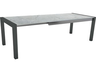 Ausziehtisch Aluminium anthrazit mit Tischplatte Dekton Lava hellgrau Ausziehtisch Aluminium anthrazit mit Tischplatte Dekton Lava hellgrau