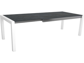 Ausziehtisch Aluminium weiß mit Tischplatte Dekton Lava anthrazit Ausziehtisch Aluminium weiß mit Tischplatte Dekton Lava anthrazit