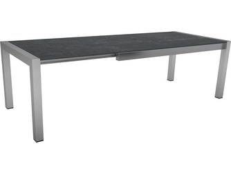 Ausziehtisch Edelstahl mit Tischplatte Dekton Lava anthrazit Ausziehtisch Edelstahl mit Tischplatte Dekton Lava anthrazit