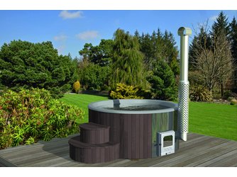 Badebottich Grau mit GFK-Einsatz und Thermoabdeckung, mit Farbbehandlung Dunkelgrau Ø 200cm Badebottich Grau mit GFK-Einsatz und Thermoabdeckung, mit Farbbehandlung Dunkelgrau Ø 200cm