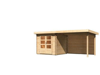 Bastrup 2 im Set mit Anbaudach 3 m breit, 28 mm Rückwand naturbelassen 2370x5190x2200mm Bastrup 2 im Set mit Anbaudach 3 m breit, 28 mm Rückwand naturbelassen 2370x5190x2200mm
