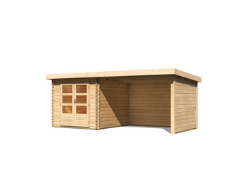 Bastrup 4 im Set mit Anbaudach 3 m breit, 28 mm Seiten - und Rückwand naturbelassen 2970x5200x2220mm Bastrup 4 im Set mit Anbaudach 3 m breit, 28 mm Seiten - und Rückwand naturbelassen 2970x5200x2220mm