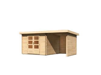 Bastrup 5 im Set mit Anbaudach 2 m breit, 28 mm Seiten - und Rückwand naturbelassen 2970x4800x2220mm Bastrup 5 im Set mit Anbaudach 2 m breit, 28 mm Seiten - und Rückwand naturbelassen 2970x4800x2220mm