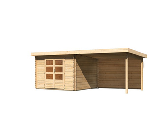 Bastrup 5 im Set mit Anbaudach 3 m breit, 28 mm Rückwand naturbelassen 2970x5800x2220mm Bastrup 5 im Set mit Anbaudach 3 m breit, 28 mm Rückwand naturbelassen 2970x5800x2220mm