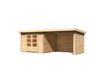 Bastrup 5 im Set mit Anbaudach 3 m breit, 28 mm Seiten - und Rückwand naturbelassen 2970x5800x2220mm Bastrup 5 im Set mit Anbaudach 3 m breit, 28 mm Seiten - und Rückwand naturbelassen 2970x5800x2220mm