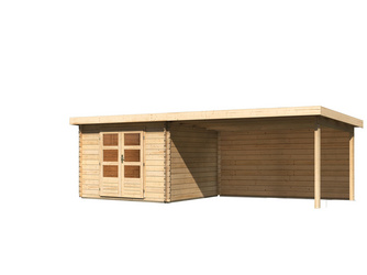 Bastrup 5 im Set mit Anbaudach 4 m breit, 28 mm Rückwand naturbelassen 2970x6800x2220mm Bastrup 5 im Set mit Anbaudach 4 m breit, 28 mm Rückwand naturbelassen 2970x6800x2220mm