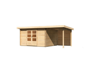 Bastrup 7 im Set mit Anbaudach 2 m breit, 28 mm Rückwand naturbelassen 2970x5400x2220mm Bastrup 7 im Set mit Anbaudach 2 m breit, 28 mm Rückwand naturbelassen 2970x5400x2220mm