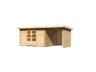 Bastrup 7 im Set mit Anbaudach 2 m breit, 28 mm Seiten - und Rückwand naturbelassen 2970x5400x2220mm Bastrup 7 im Set mit Anbaudach 2 m breit, 28 mm Seiten - und Rückwand naturbelassen 2970x5400x2220mm