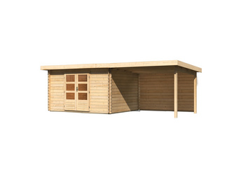 Bastrup 7 im Set mit Anbaudach 3 m breit, 28 mm Rückwand naturbelassen 2970x6400x2220mm Bastrup 7 im Set mit Anbaudach 3 m breit, 28 mm Rückwand naturbelassen 2970x6400x2220mm