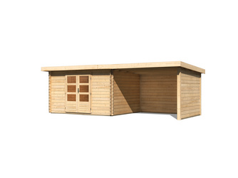 Bastrup 7 im Set mit Anbaudach 3 m breit, 28 mm Seiten - und Rückwand naturbelassen 2970x6400x2220mm Bastrup 7 im Set mit Anbaudach 3 m breit, 28 mm Seiten - und Rückwand naturbelassen 2970x6400x2220mm