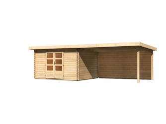 Bastrup 7 im Set mit Anbaudach 4 m breit, 28 mm Rückwand naturbelassen 2970x7400x2220mm Bastrup 7 im Set mit Anbaudach 4 m breit, 28 mm Rückwand naturbelassen 2970x7400x2220mm