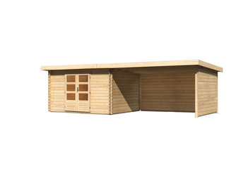 Gartenhaus Bastrup 7 im Set mit Anbaudach 4 m breit, 28 mm Seiten - und Rückwand naturbelassen Gartenhaus Bastrup 7 im Set mit Anbaudach 4 m breit, 28 mm Seiten - und Rückwand naturbelassen
