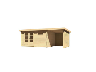 Bastrup 8 im Set mit Anbaudach 2 m breit, 28 mm Seiten - und Rückwand naturbelassen 2970x5700x2220mm Bastrup 8 im Set mit Anbaudach 2 m breit, 28 mm Seiten - und Rückwand naturbelassen 2970x5700x2220mm