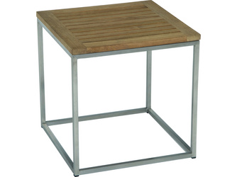 Beistelltisch 45x45 cm Edelstahl mit Teakplatte Beistelltisch 45x45 cm Edelstahl mit Teakplatte