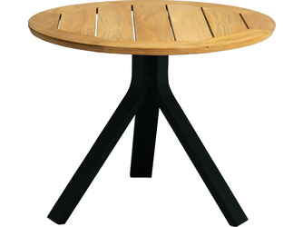 Beistelltisch Freddie Ø 60 cm Alum. schwarz matt mit Tischplatte Teak Beistelltisch Freddie Ø 60 cm Alum. schwarz matt mit Tischplatte Teak
