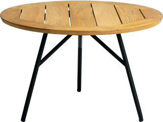 Beistelltisch Frida Ø 55 cm Alum. schwarz matt mit Tischplatte Teak Beistelltisch Frida Ø 55 cm Alum. schwarz matt mit Tischplatte Teak