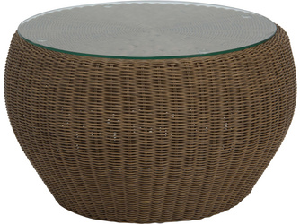 Beistelltisch/Hocker Anny Ø 50 cm Geflecht zimt mit Glasplatte u. Kissen 100% Polyacryl rehbraun Beistelltisch/Hocker Anny Ø 50 cm Geflecht zimt mit Glasplatte u. Kissen 100% Polyacryl rehbraun