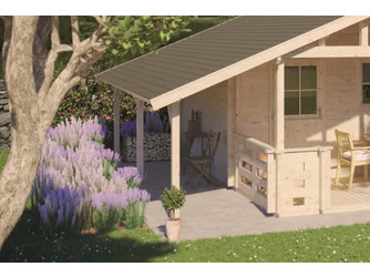 Blockhaus SD, Vordach 150 cm 130 x 368 cm Blockhaus SD, Vordach 150 cm 130 x 368 cm