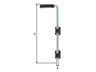 Bodenschieber, verzinkt, Griff schwarz, Gesamthöhe 400mm, Abstand Bolzen-Tor 40mm Bodenschieber, verzinkt, Griff schwarz, Gesamthöhe 400mm, Abstand Bolzen-Tor 40mm