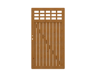 Tor lasiert Holz braun mit Gitter COMO Tor lasiert Holz braun mit Gitter COMO