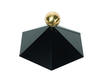 Dachhaube 6-eckig Schwarz mit Messingkugel Dachhaube 6-eckig Schwarz mit Messingkugel