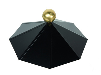 Dachhaube 8-eckig Schwarz mit Messingkugel Dachhaube 8-eckig Schwarz mit Messingkugel