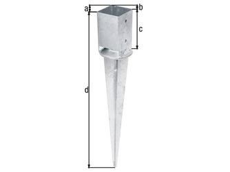 Einschlag-Bodenhülse, für Vierkantholzpfosten, verstellbar, fvz, 91x91/750mm Einschlag-Bodenhülse, für Vierkantholzpfosten, verstellbar, fvz, 91x91/750mm