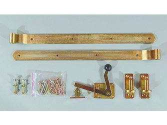 Einzeltor-Beschlag gelb verzinkt Überwurfbeschlag für Torbreiten bis 100cm Einzeltor-Beschlag gelb verzinkt Überwurfbeschlag für Torbreiten bis 100cm