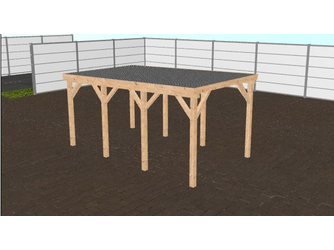 Flachdachcarport 3x5 m (BxT), BSH, inkl. Stahltrapezprofil mit Antikondensvlies, fertig abgebundener Bausatz Flachdachcarport 3x5 m (BxT), BSH, inkl. Stahltrapezprofil mit Antikondensvlies, fertig abgebundener Bausatz