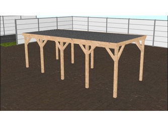 Flachdachcarport 3x7 m (BxT), BSH, inkl. Stahltrapezprofil mit Antikondensvlies, fertig abgebundener Bausatz Flachdachcarport 3x7 m (BxT), BSH, inkl. Stahltrapezprofil mit Antikondensvlies, fertig abgebundener Bausatz