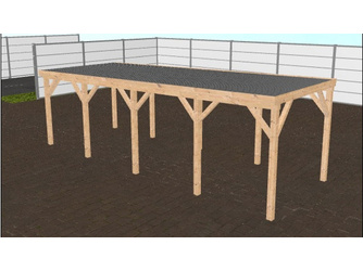 Flachdachcarport 3x8 m (BxT), BSH, inkl. Stahltrapezprofil mit Antikondensvlies, fertig abgebundener Bausatz Flachdachcarport 3x8 m (BxT), BSH, inkl. Stahltrapezprofil mit Antikondensvlies, fertig abgebundener Bausatz