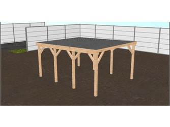 Flachdachcarport 4x5 m (BxT), BSH, inkl. Stahltrapezprofil mit Antikondensvlies, fertig abgebundener Bausatz Flachdachcarport 4x5 m (BxT), BSH, inkl. Stahltrapezprofil mit Antikondensvlies, fertig abgebundener Bausatz