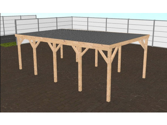 Flachdachcarport 4x7 m (BxT), BSH, inkl. Stahltrapezprofil mit Antikondensvlies, fertig abgebundener Bausatz Flachdachcarport 4x7 m (BxT), BSH, inkl. Stahltrapezprofil mit Antikondensvlies, fertig abgebundener Bausatz