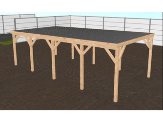 Flachdachcarport 4x8 m (BxT), BSH, inkl. Stahltrapezprofil mit Antikondensvlies, fertig abgebundener Bausatz Flachdachcarport 4x8 m (BxT), BSH, inkl. Stahltrapezprofil mit Antikondensvlies, fertig abgebundener Bausatz
