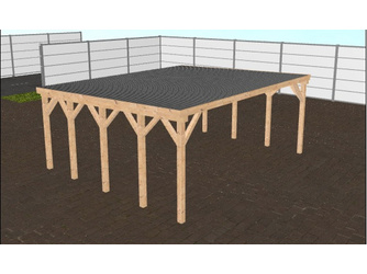 Flachdachcarport 6x7 m (BxT), BSH, inkl. Stahltrapezprofil mit Antikondensvlies, fertig abgebundener Bausatz Flachdachcarport 6x7 m (BxT), BSH, inkl. Stahltrapezprofil mit Antikondensvlies, fertig abgebundener Bausatz