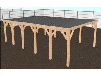 Flachdachcarport 6x9 m (BxT), KVH, inkl. Stahltrapezprofil mit Antikondensvlies, fertig abgebundener Bausatz Flachdachcarport 6x9 m (BxT), KVH, inkl. Stahltrapezprofil mit Antikondensvlies, fertig abgebundener Bausatz