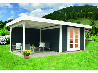 Gartenhaus Relax C mit Lounge 300 cm, mit Farbbehandlung Anthrazit Gartenhaus Relax C mit Lounge 300 cm, mit Farbbehandlung Anthrazit
