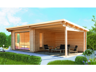 Gartenhaus Trondheim 70-D XL Schiebetür links / Lounge 400 cm rechts Gartenhaus Trondheim 70-D XL Schiebetür links / Lounge 400 cm rechts