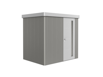 Gerätehaus Neo 1B Var. 2.1 Standardtür, Wandfarbe quarzgrau-metallic, Dach- und Türfarbe silber-metallic Gerätehaus Neo 1B Var. 2.1 Standardtür, Wandfarbe quarzgrau-metallic, Dach- und Türfarbe silber-metallic