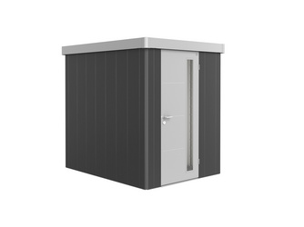 Gerätehaus Neo 2A Var. 3.1 Standardtür, Wandfarbe dunkelgrau-metallic, Dach- und Türfarbe silber-metallic Gerätehaus Neo 2A Var. 3.1 Standardtür, Wandfarbe dunkelgrau-metallic, Dach- und Türfarbe silber-metallic