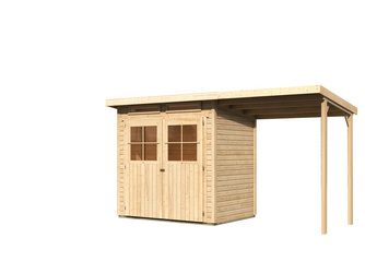 Gerätehaus Glücksburg 2 im Set mit Anbaudach naturbelassen Gerätehaus Glücksburg 2 im Set mit Anbaudach naturbelassen
