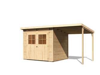 Gerätehaus Glücksburg 4 im Set mit Anbaudach naturbelassen Gerätehaus Glücksburg 4 im Set mit Anbaudach naturbelassen