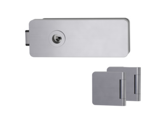 Glastürbeschlagset GATE Flüster 3-tlg. Bänder Edelstahl-Optik matt ohne Griff Glastürbeschlagset GATE Flüster 3-tlg. Bänder Edelstahl-Optik matt ohne Griff