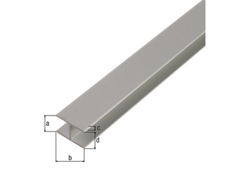 H-Profil selbstklemmend, Alu silber elox., LxBxHxS 2000 x 9,9 x 22 x 1,5mm H-Profil selbstklemmend, Alu silber elox., LxBxHxS 2000 x 9,9 x 22 x 1,5mm