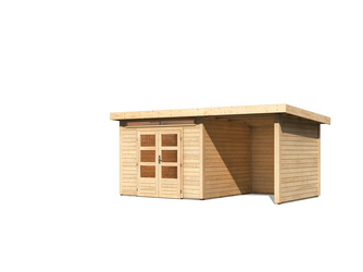 Kandern 6 im Set mit Anbaudach 2,6 m Breite und 28 mm Seiten- und Rückwand naturbelassen 2740x5050x2220mm Kandern 6 im Set mit Anbaudach 2,6 m Breite und 28 mm Seiten- und Rückwand naturbelassen 2740x5050x2220mm