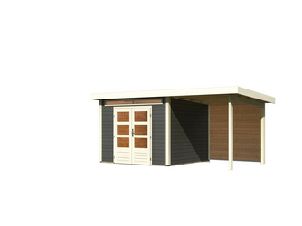 Kandern 6 im Set mit Anbaudach 2,6 m Breite und 28mm Rückwand terragrau 2740x5050x2220mm Kandern 6 im Set mit Anbaudach 2,6 m Breite und 28mm Rückwand terragrau 2740x5050x2220mm